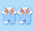 Suspenders & Bears baby boy romper earring charms close-up