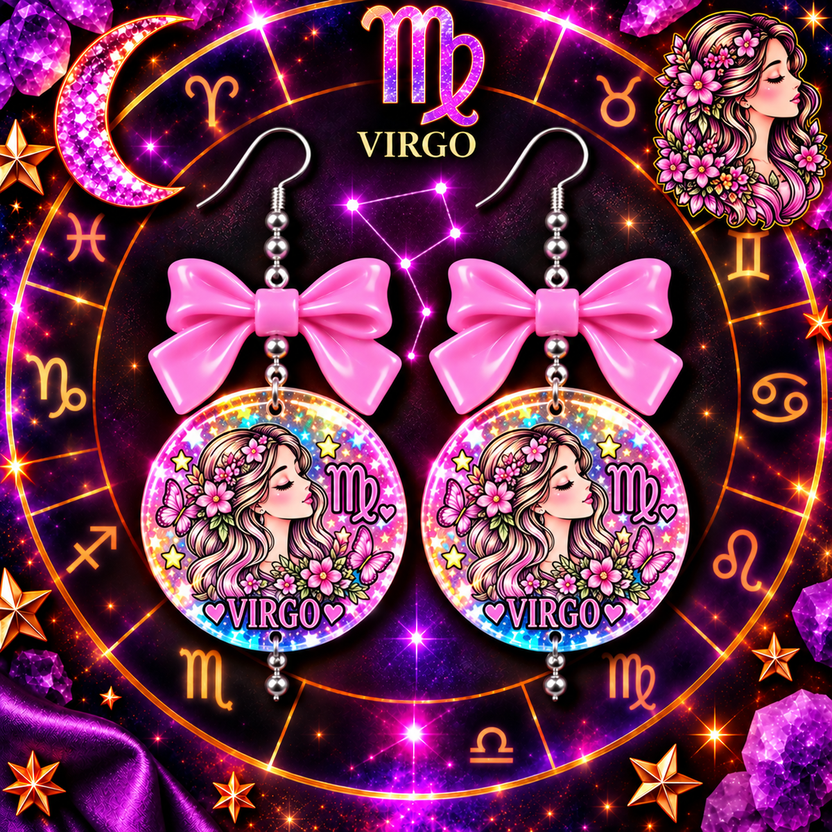 Written in the Stars – Zodiac Bow Earrings