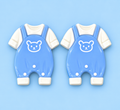 Bear Hugs baby boy blue overall romper earring charms close-up