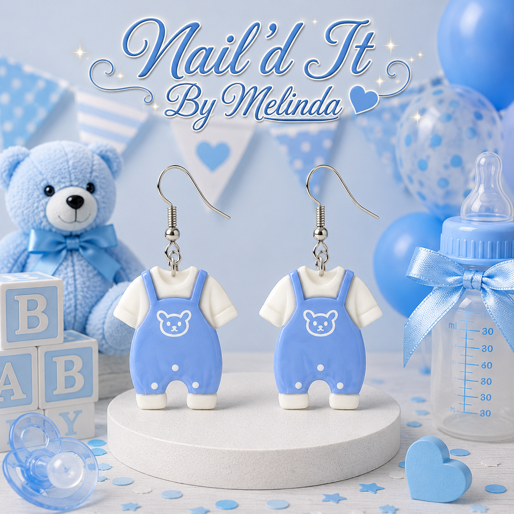 Bear Hugs baby boy overall earrings – Nail'd It By Melinda logo mockup