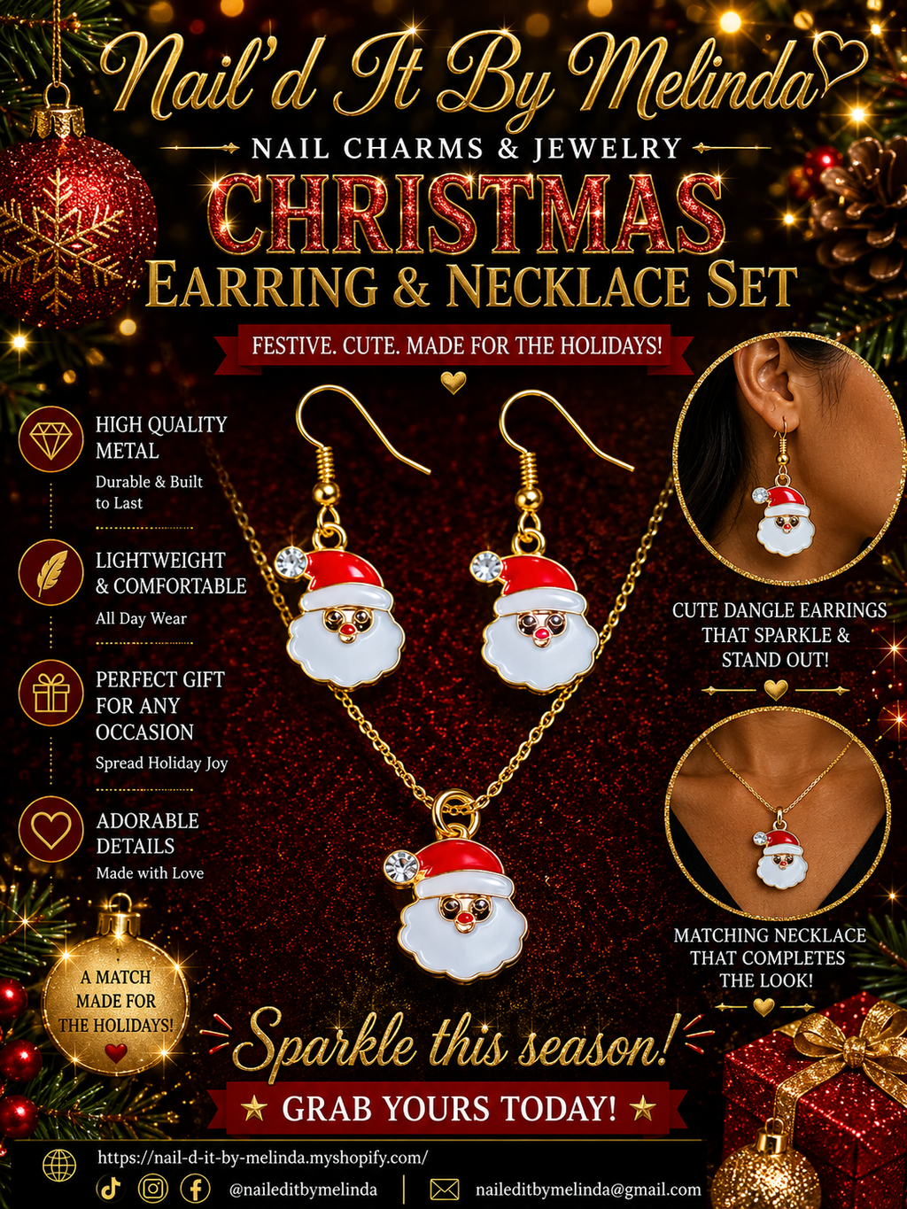 Jolly Santa Jewelry Set – Festive Christmas Jewelry Gift