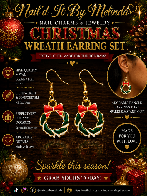 Christmas Wreath Dangle Earrings – Festive Holiday Jewelry